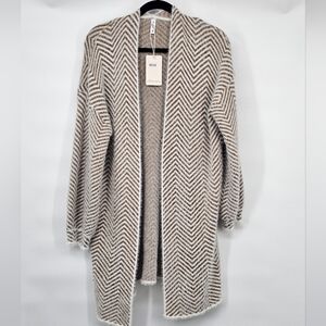 ePretty Women's Chevron Open Cardigan - Cream & Brown